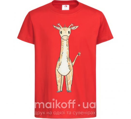 Детская футболка Жирафик акварельный Красный фото