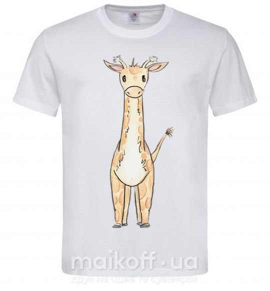 Мужская футболка Жирафик акварельный Белый фото