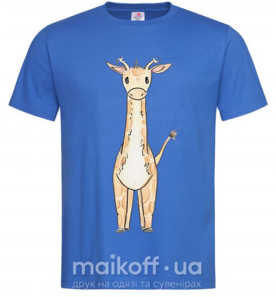 Мужская футболка Жирафик акварельный Ярко-синий фото