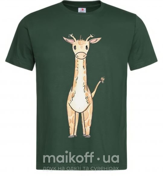 Мужская футболка Жирафик акварельный Темно-зеленый фото
