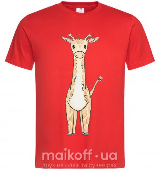 Мужская футболка Жирафик акварельный Красный фото