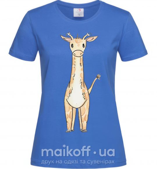 Женская футболка Жирафик акварельный Ярко-синий фото