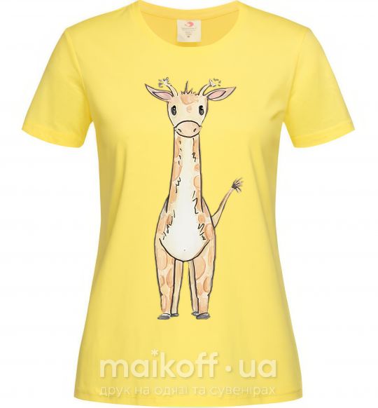 Женская футболка Жирафик акварельный Лимонный фото
