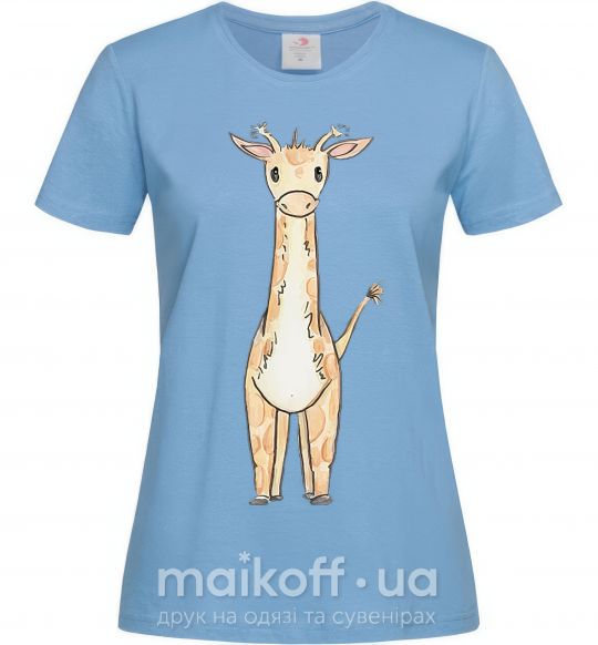 Жіноча футболка Жирафик акварельный Блакитний фото