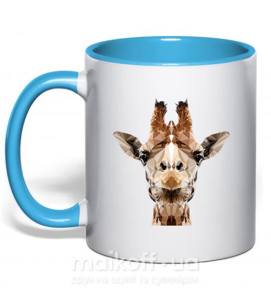 Чашка с цветной ручкой Кристальный жираф Голубой фото