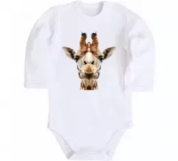 Детский боди Жираф акварель Белый фото Детский боди Жираф акварель Белый фото