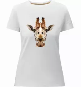 Женская премиум футболка Жираф акварель Белый фото