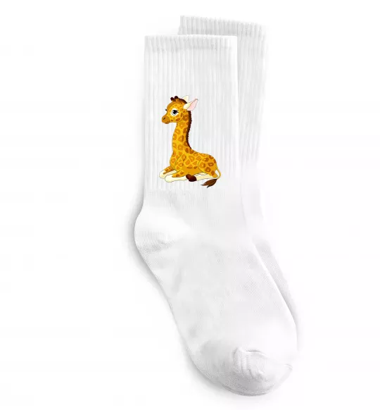 Носки Жирафа лежить Белый фото