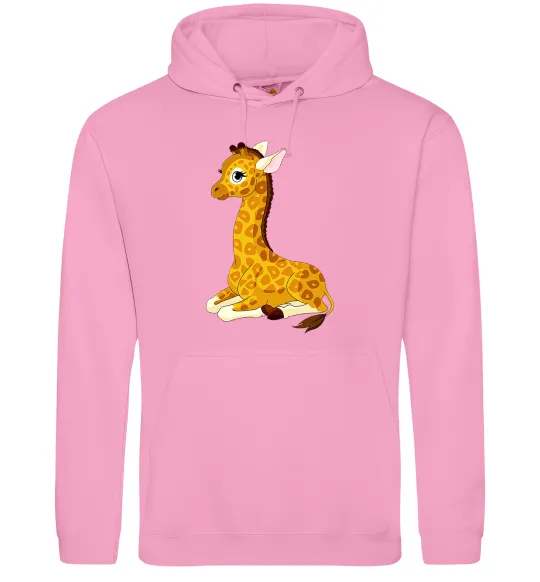 Чоловіча толстовка (худі) Жирафа лежить Рожевий фото