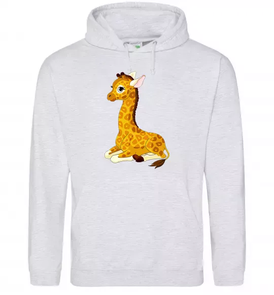 Жіноча толстовка (худі) Жирафа лежить Сірий меланж фото