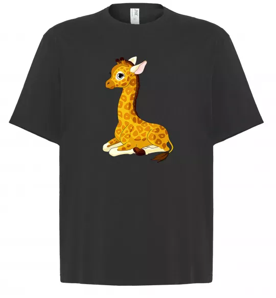 Футболка Оверсайз Жирафа лежить Черный фото