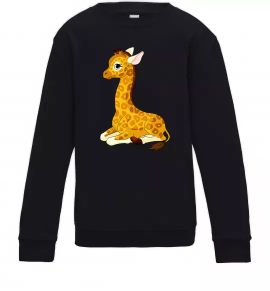 Детский Свитшот Жирафа лежить Черный фото