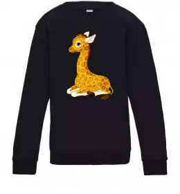 Детский Свитшот Жираф завис Черный фото