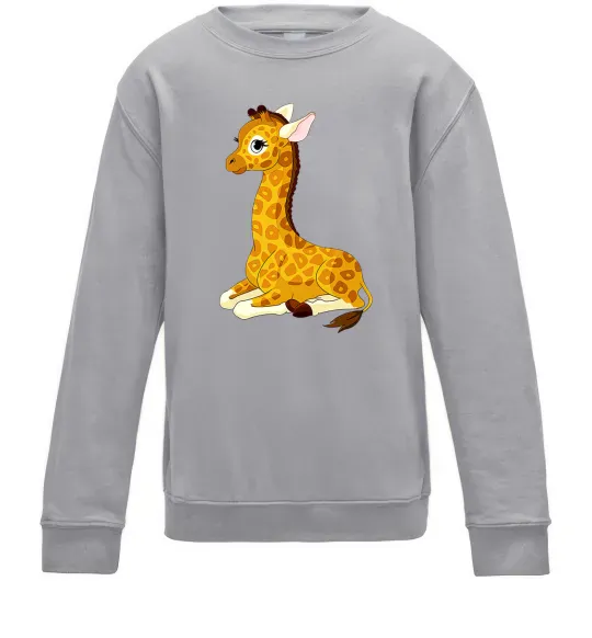 Детский Свитшот Жирафа лежить Серый меланж фото