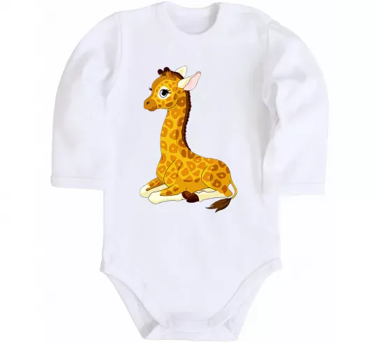 Детский боди Жирафа лежить Белый фото