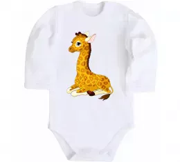Детский боди Жираф акварель Белый фото Детский боди Жираф акварель Белый фото