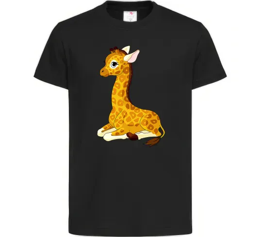 Детская футболка Жирафа лежить Черный фото