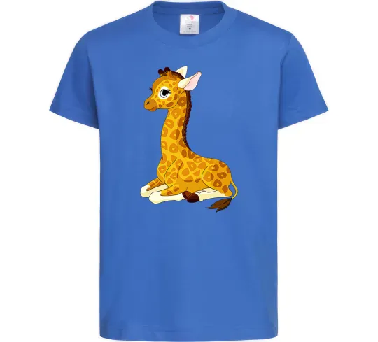 Детская футболка Жирафа лежить Ярко-синий фото