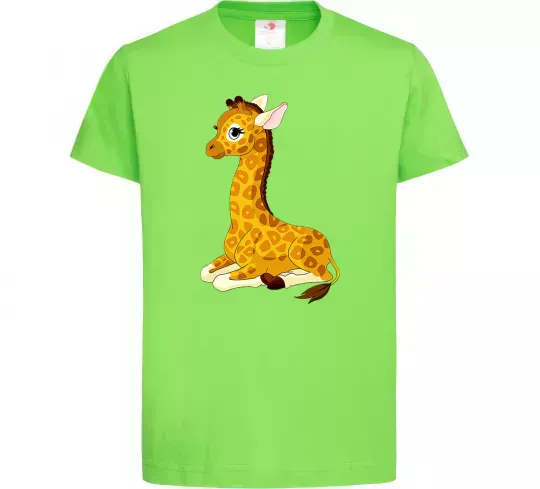 Детская футболка Жирафа лежить Лаймовый фото