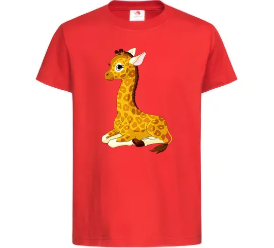 Детская футболка Жирафа лежить Красный фото