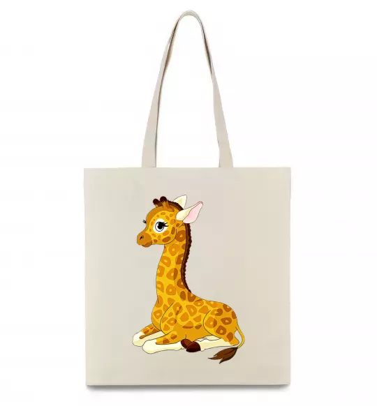 Эко-сумка Жирафа лежить Бежевый фото
