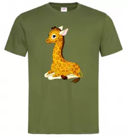 Мужская футболка Маленька жирафа Зеленый фото Мужская футболка Маленька жирафа Зеленый фото