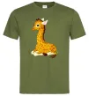 Мужская футболка Жирафа лежить Оливковый фото