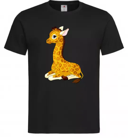 Мужская футболка Жирафа лежить Черный фото