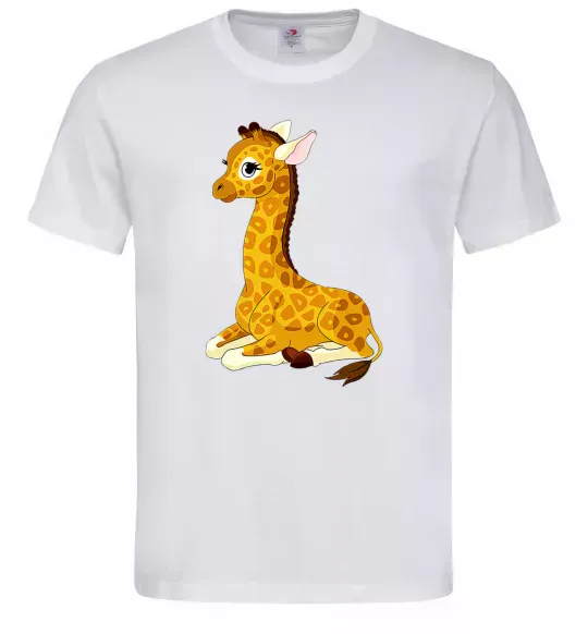Мужская футболка Жирафа лежить Белый фото