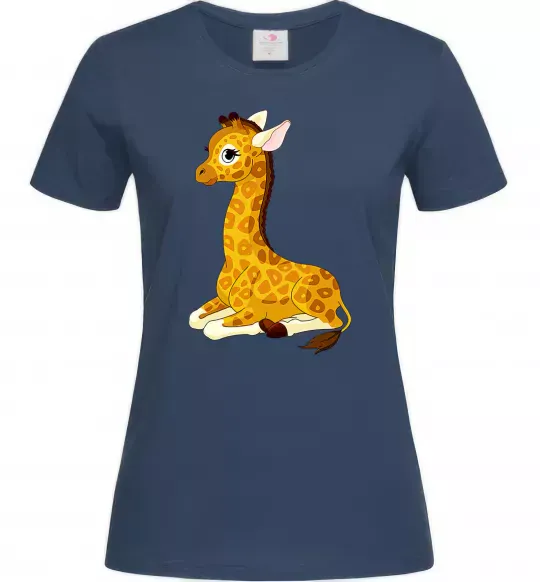 Женская футболка Жирафа лежить Темно-синий фото