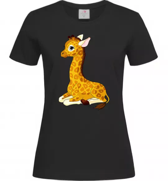 Женская футболка Жирафа лежить Черный фото