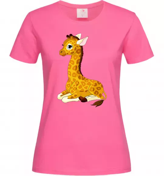 Женская футболка Жирафа лежить Ярко-розовый фото