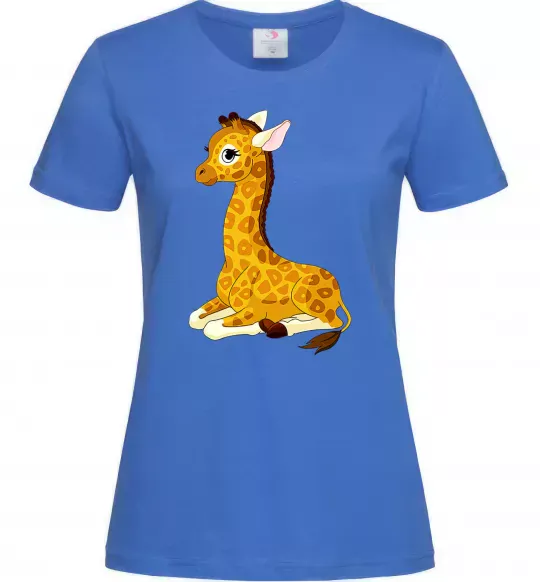 Женская футболка Жирафа лежить Ярко-синий фото