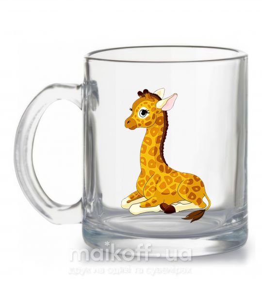 Чашка стеклянная Жираф прилег Прозрачный фото
