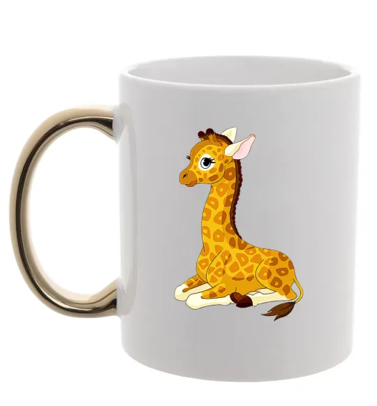 Чашка с цветной ручкой Жирафа лежить Золото фото