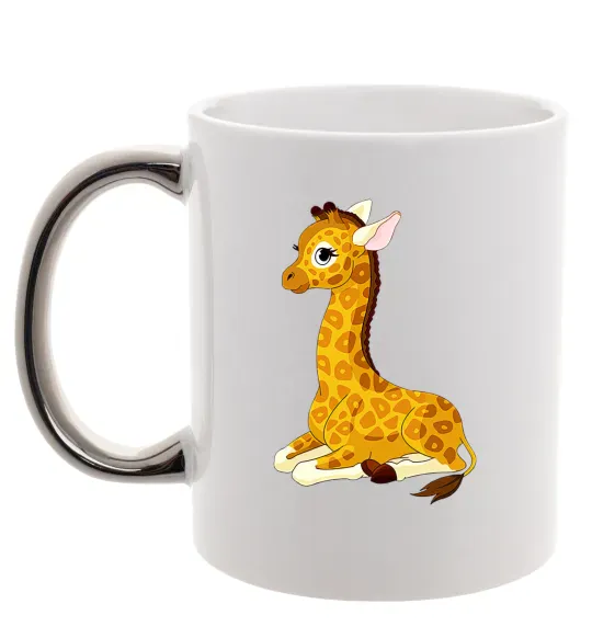Чашка с цветной ручкой Жирафа лежить Серебро фото