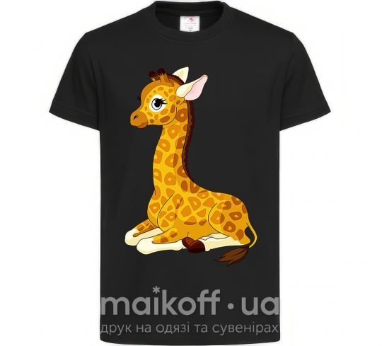 Детская футболка Жираф прилег Черный фото