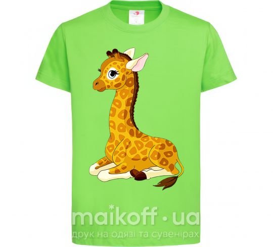 Дитяча футболка Жираф прилег Лаймовий фото