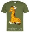 Чоловіча футболка Жираф прилег Оливковий фото