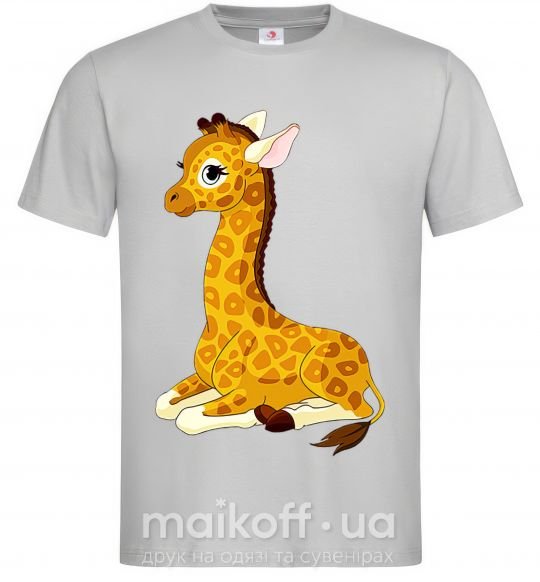 Мужская футболка Жираф прилег Серый фото