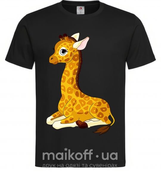Мужская футболка Жираф прилег Черный фото
