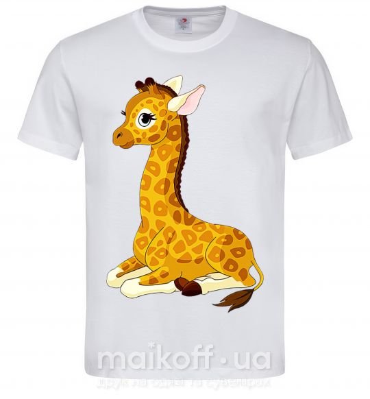 Чоловіча футболка Жираф прилег Білий фото