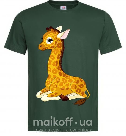 Мужская футболка Жираф прилег Темно-зеленый фото