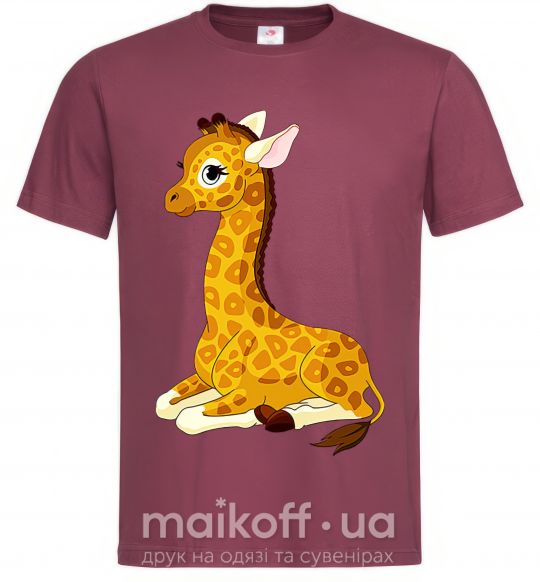 Мужская футболка Жираф прилег Бордовый фото