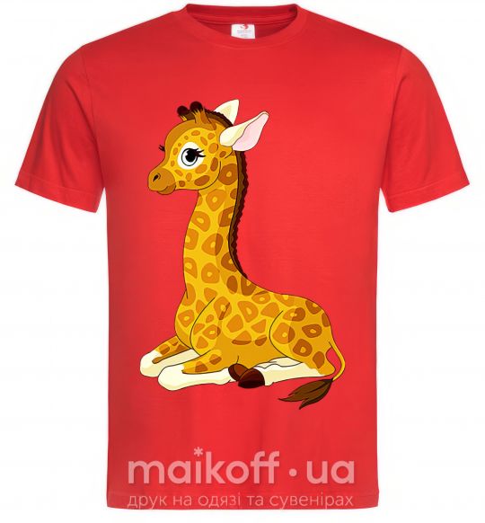 Мужская футболка Жираф прилег Красный фото
