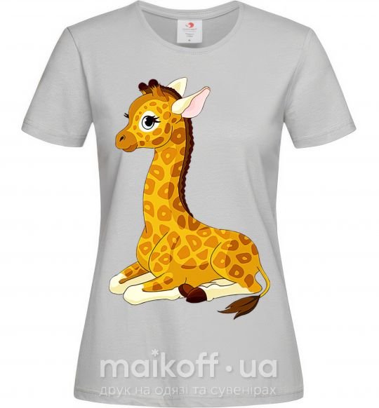 Женская футболка Жираф прилег Серый фото