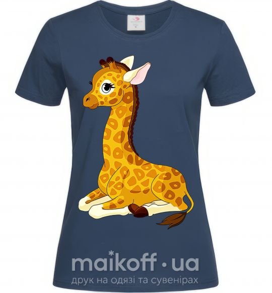 Женская футболка Жираф прилег Темно-синий фото