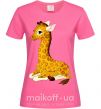 Женская футболка Жираф прилег Ярко-розовый фото