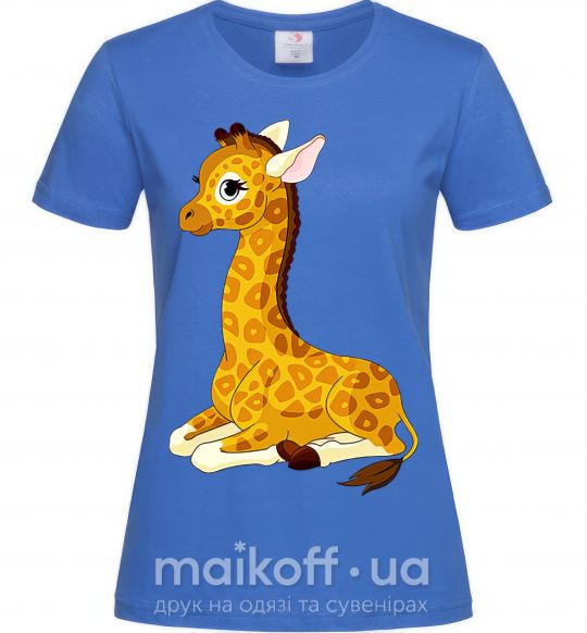 Жіноча футболка Жираф прилег Яскраво-синій фото