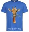 Мужская футболка Жираф с веточкой краски Ярко-синий фото